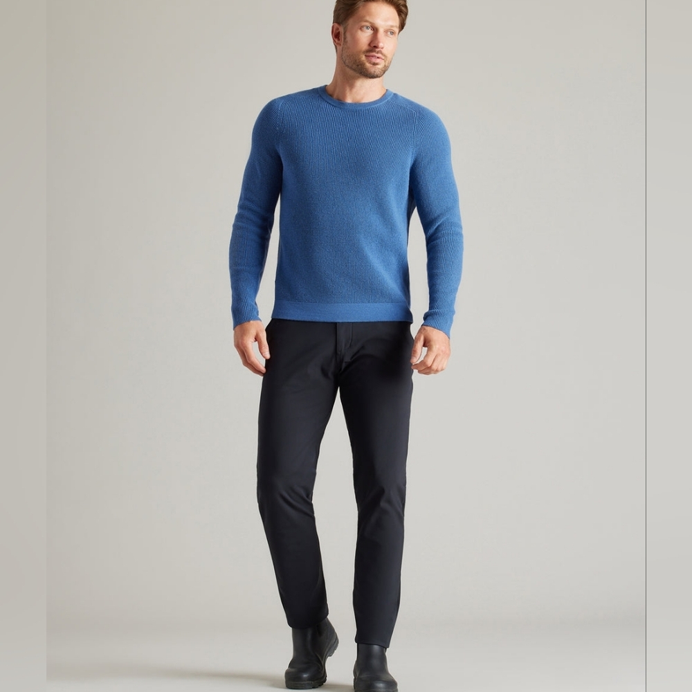 NWT Rhone Valen Waffle Knit Cashmere & Wool Blue Sweater (Lightweight) Size L